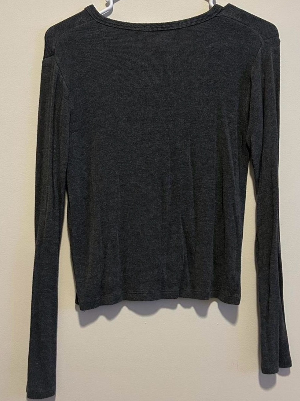 Brandy Melville Charcoal Gray Henley Long-Sleeve Top - Picture 3 of 3